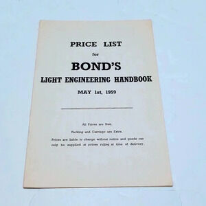 1959 Bond's Light Engineering Handbook & Price List Euston Road London England